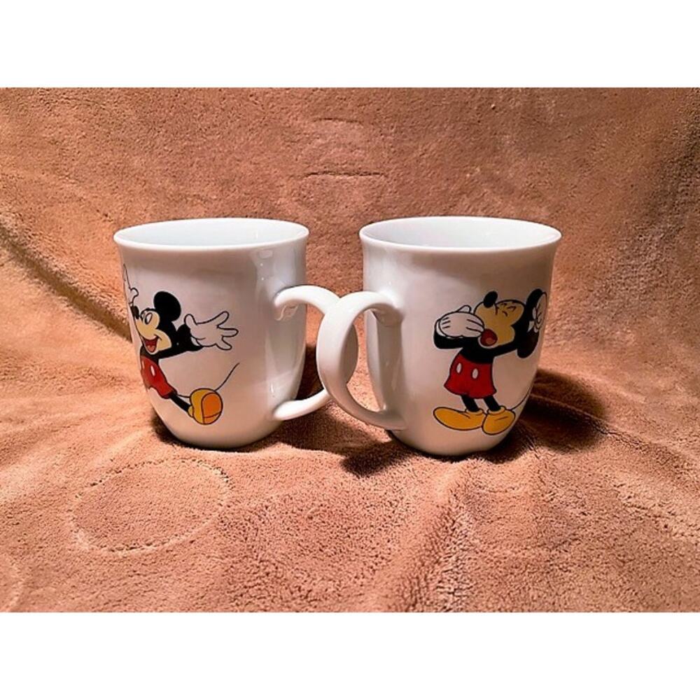 Pair of Mickey Good Morning/Good Night 14oz Rounded Bottom Coffee Mugs